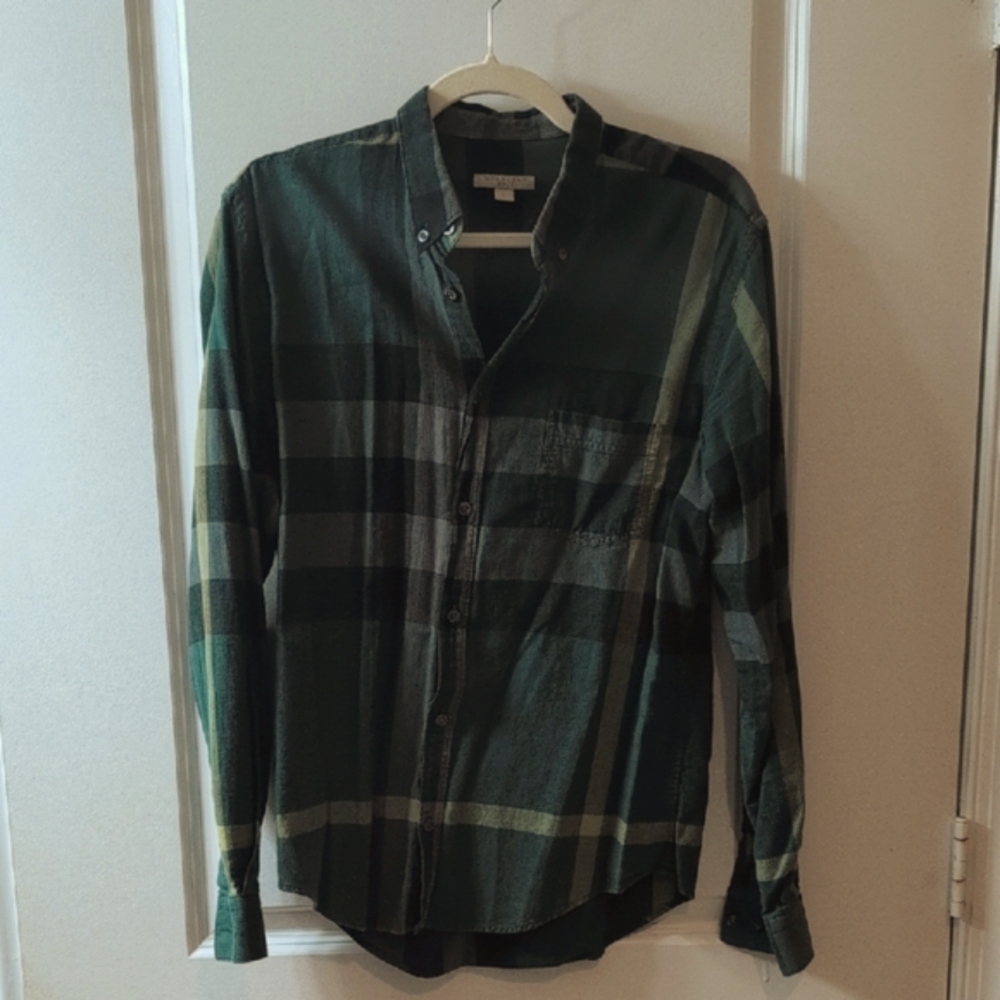 Burberry Dark Green and Black Plaid Shirt